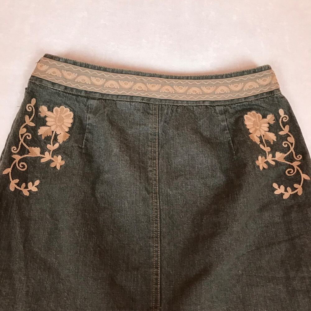 Vintage Y2K WilliSmith Grunge Brocade Paisley Floral Long Cotton Denim Skirt - Picture 5 of 6